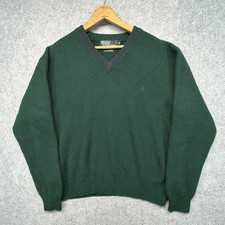Vintage Polo Ralph Lauren Lambs Wool V Neck Sweater Men's XL Green