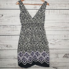 EUC Sonoma 100% cotton sleeveless dress, boho print, lace style print, sz S.