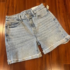 Old Navy Girls Denim Shorts Adjustable Waist Light Wash Blue New Kids Size 16