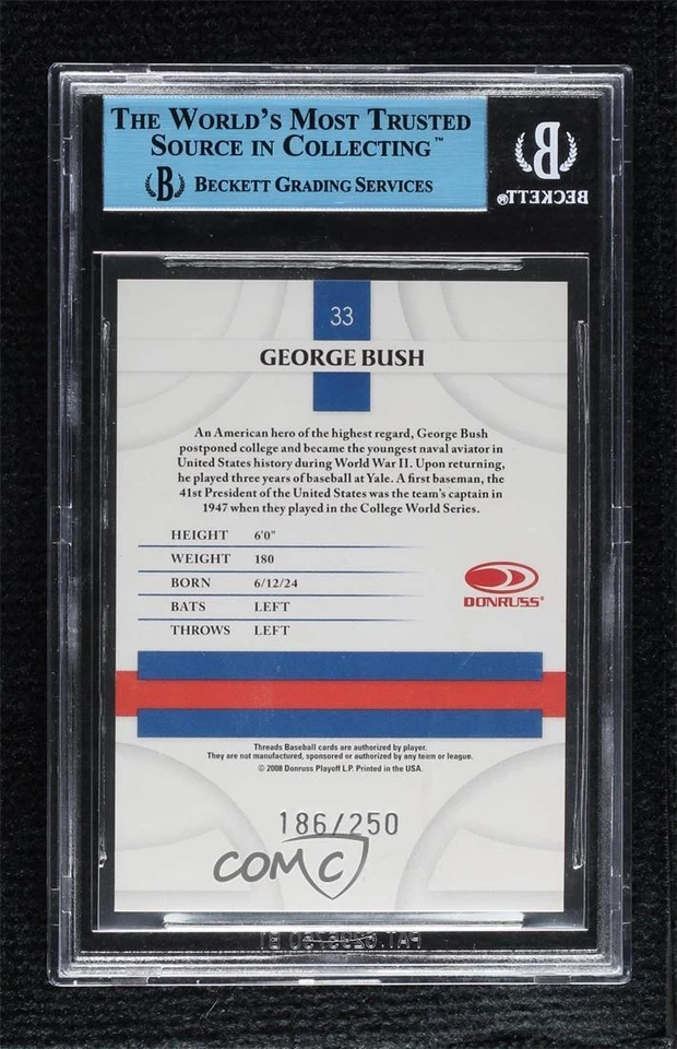 JSA Certified 2008 Donruss Threads Green Century Proof /250 George HW Bush #33 - Image 2 of 2