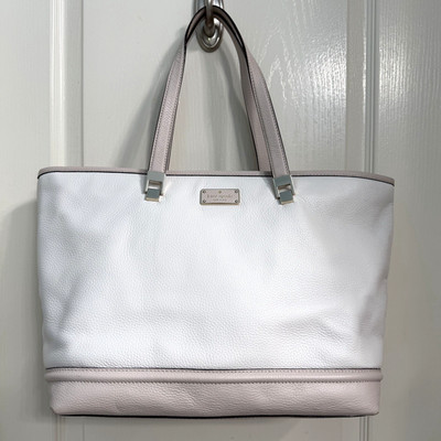 Kate Spade Taren Oliver Street Tote Bag Two Tone Cream/ Pink Pebble Leather