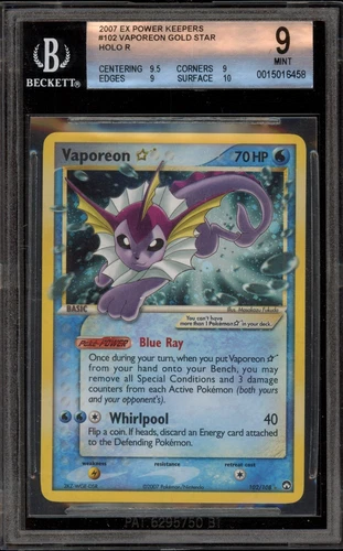 Pokemon Vaporeon Gold Star EX Power Keepers Ultra Rare Holo #102 BGS 9 Mint