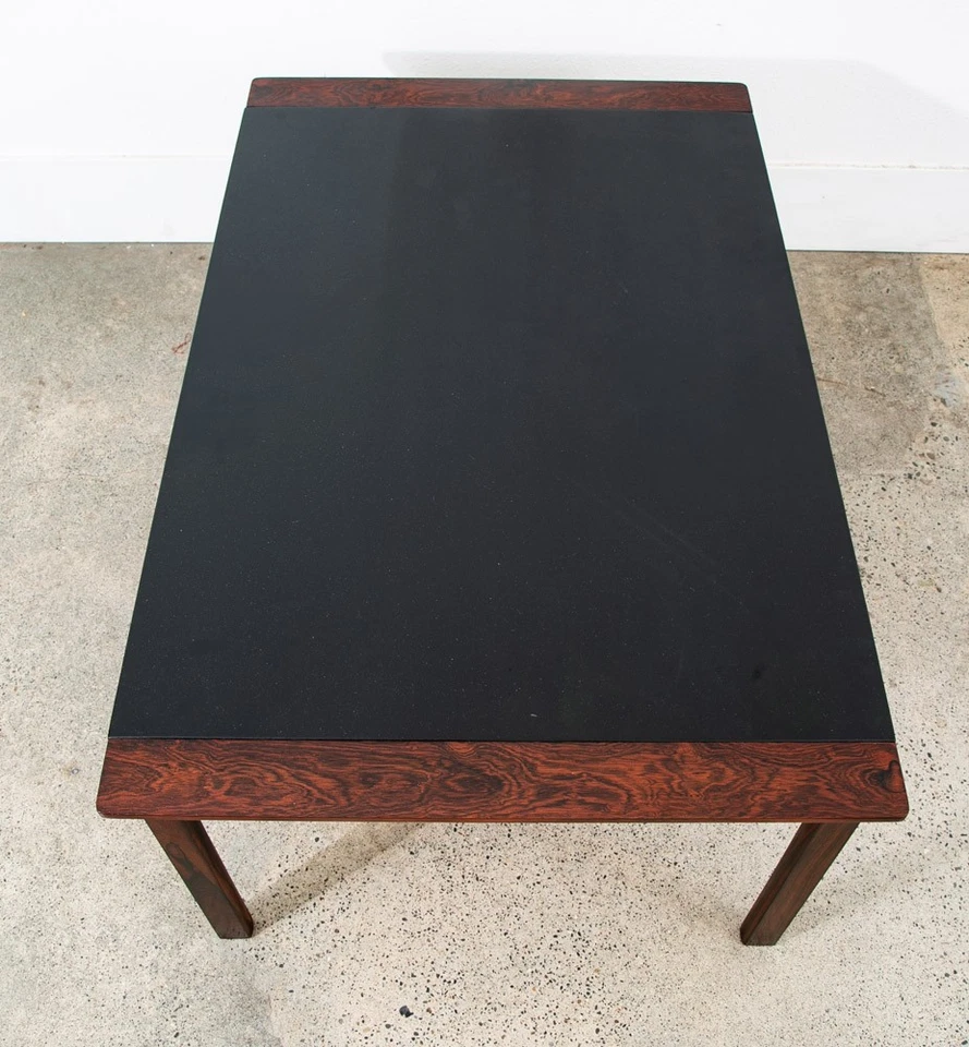Mid Century Danish Modern Coffee Table Black Top Rosewood Hans Olsen Rectangular - Image 2 of 4