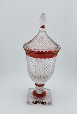 Westmoreland English Hobnail Ruby Footed Candy Dish with Lid -11.5 