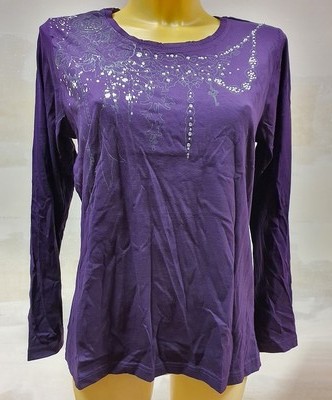 Shirt Lila 46 blue seven Damen Langarmshirt Ketten-Druck Strass 4.6582