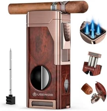Torch Lighter Cigar, Multifunctional Lighter with V-Cigar Cutter, Cigar Holde...