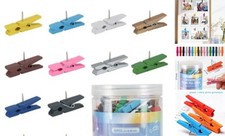 80Pcs Colorful Wooden Push Pin Clips, Decorative Thumbtack for Multicolor