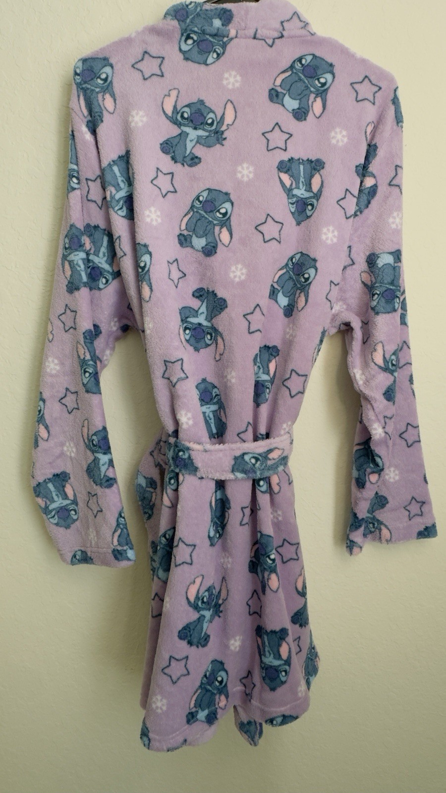 Disney Lilo Stitch Womens All Over Print Purple Belted Short Robe Size 2X NWT image 2