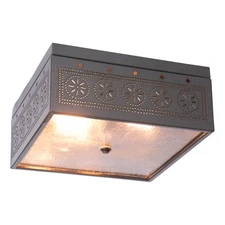 Irvin's Country Tinware Square Ceiling Light with Chisel in Country Tin