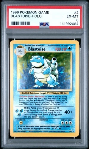 1999 POKEMON BASE SET UNLIMITED #2 BLASTOISE-HOLO PSA 6