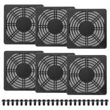 6Pcs 110mm Fan Filter Grill Plastic Ventilation Grill Cover with Screws, Black