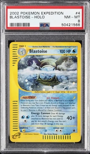 2002 POKEMON EXPEDITION #4 BLASTOISE-HOLO PSA 8