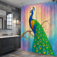 Vibrant Peacock Shower Curtain for Colorful Bathroom Decor