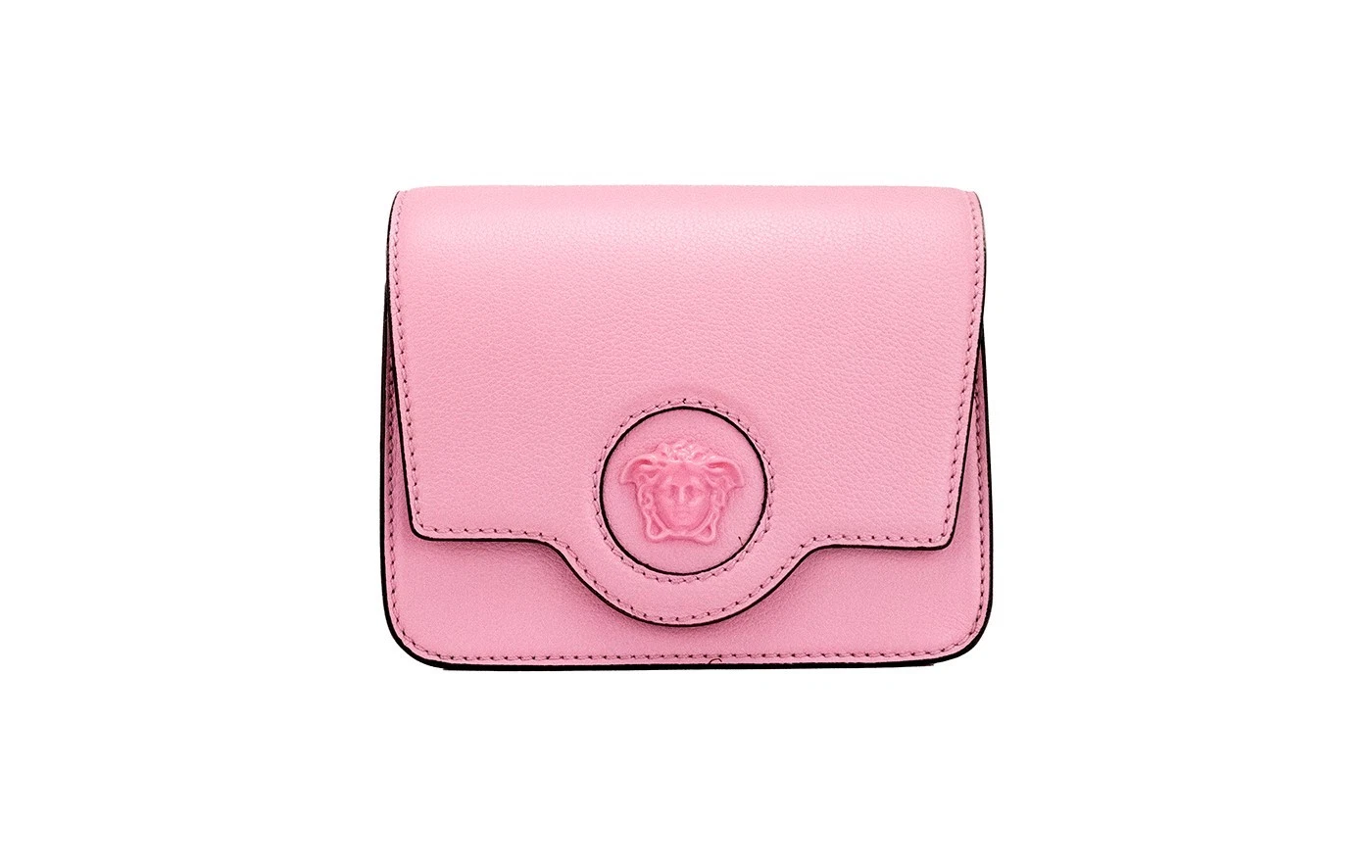 Versace La Medusa Small Pink Leather Evening Crossbody Bag Purse