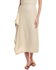 Lafayette 148 New York Drape Front Linen Maxi Skirt Women's Beige 36/0