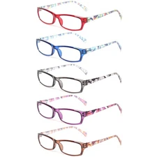 Kerecsen Reading Glasses 5 Pairs Fashion Ladies Readers Spring Hinge with