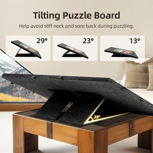 2000 Stück Faltbar Kippbar Puzzle Brett mit Schubladen Filz Abdeckung Tragbar Tisch - Bild 3 von 8