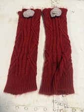 Leg Warmers Cute Cozy Maroon Purple Red Knit Rose Y2K 90s Vintage Winter