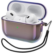 ORNARTO AirPods Pro 2 Case 2023/2022 - Gradient Clear TPU, LED Visible