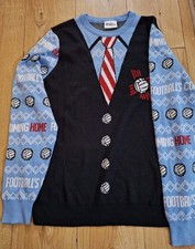F&F Tesco Christmas Football’s Coming Home Navy Blue Red Jumper Size L