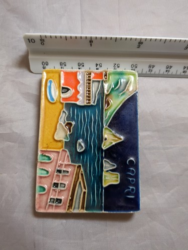 Vintage Capri Italien glasierte Keramikfliese Kühlschrankmagnet - Bild 4 von 4