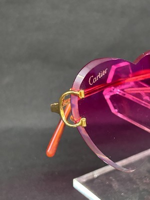 Cartier Big C Rimless Heart Sunglasses Cartier Big C Gold Wires Rimless Pink Heart Shaped Lenses  main image 2