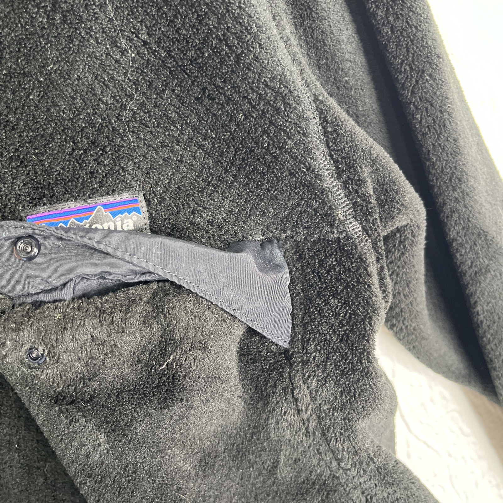 Patagonia Womens L Jacket Black Synchilla Snap T Fleece Pullover Kangaroo Pocket thumbnail 6