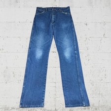 Wrangler 13MWZ Cowboy Cut Jeans Mens 34x35 Blue Straight Leg Western Denim Boho