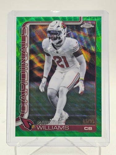 GARRETT WILLIAMS 2025 TOPPS CHROME FOOTBALL GREEN WAVE /99 #6 CARDINALS Q7485
