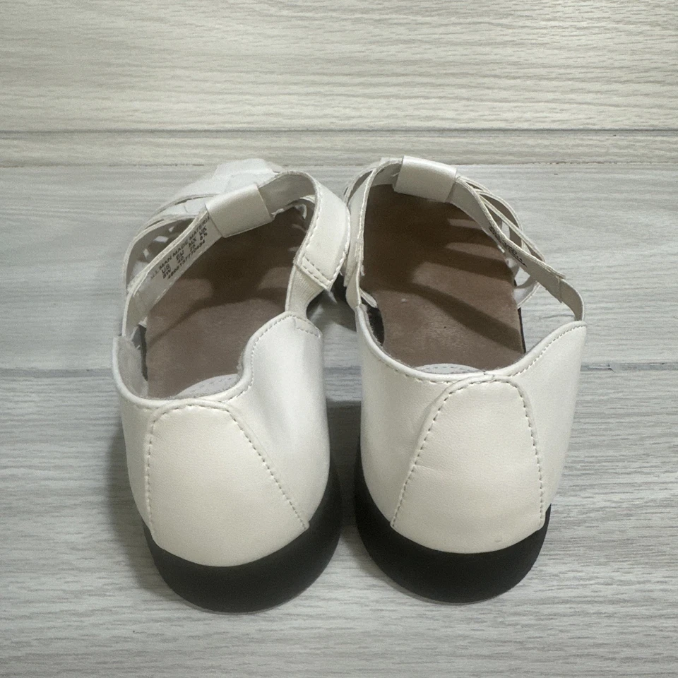 EDICIONES BÁSICAS Sandalias Para Mujer (Talla 8W) Blanco Imitación Cuero Estilo Tara Foto 3 de 4