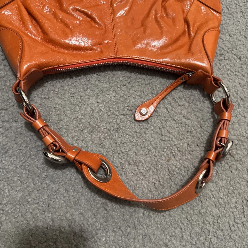 Antiguo bolso de hombro de cuero naranja FRANCESCO BIASIA Foto 4 de 4