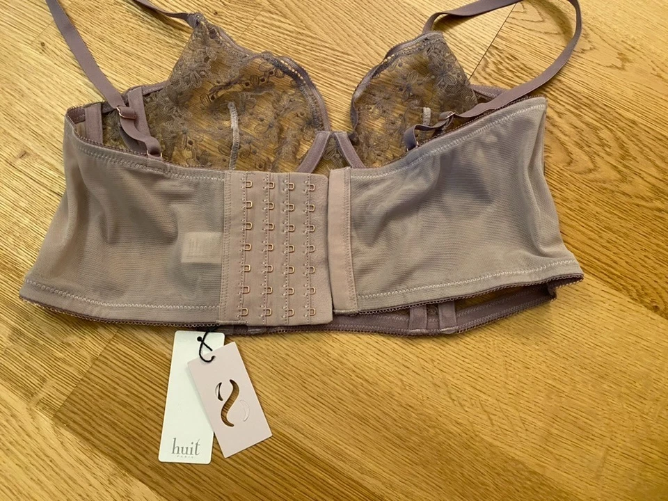 Новый с Ярлыками Huit 34C серо-коричневый кафе Fleur эластичной кружева бюстье длинная линия бюстгальтер сетки чистый бюстгальтер - Изображение 2 из 4