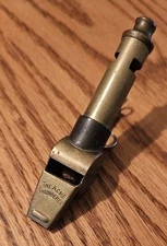 The ACME City Thunderer Two Way Whistle Brass Police High Pitched Vintage
