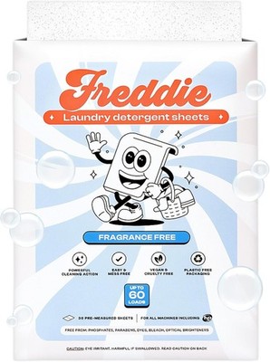 Freddie Low-Waste Laundry Detergent Sheets   Jug Free Format   Pre-Measured