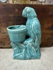 Vintage Nelson McCoy Pottery Parrot Bird Planter Turquoise Blue Very Nice