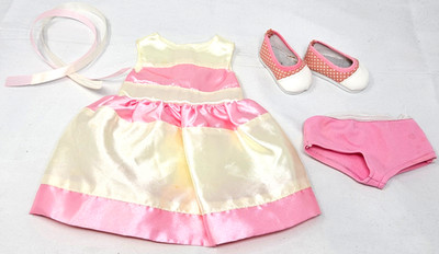 18'' Doll Party Darling Outfit w/ Pink & Cream Dress & Shoes Fits American Girl!