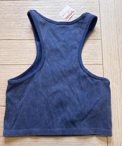 NWT Blue Bozzolo Ribbed Cropped Racerback Tank Top. Nylon, Spandex. Sz S/M