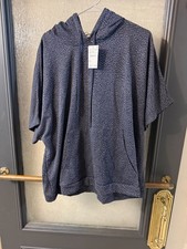 Halston Dark and Light Grey Shortsleeve Oversized Hoodie Womens XL