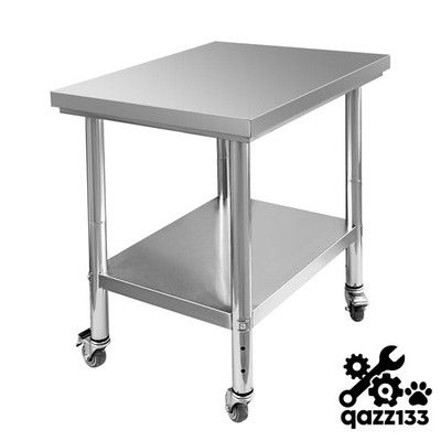 30x36x34 Inch Stainless Steel Work Table 3-Stage Adjustable Shelf with 4 Wheels