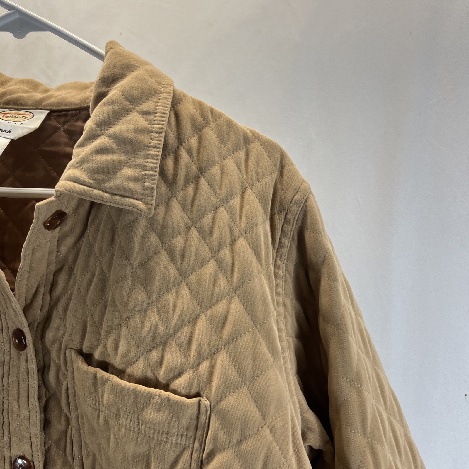 Talbots Beige Full Button Collared Quilted Jacket… - image 6