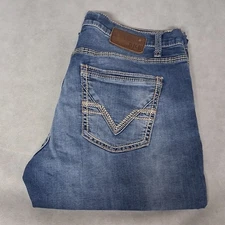 BKE Derek Blue Jeans 36R 36x32 Bootcut Medium Washed Lightly Distressed Denim