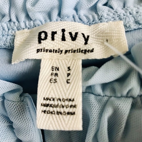 Privy light blue, ruffled, off-the-shoulder crop top size small - Picture 5 of 8
