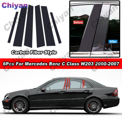 Car Door BC Pillar Post Cover Carbon Fiber For Mercedes C-Class 01-07 ...