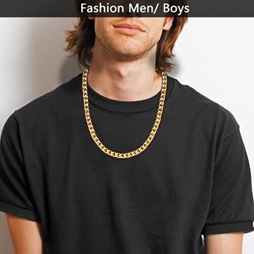 🔥18" Mens Chain Stainless Steel Cuban Link Chain Necklace, 18K gold plated🔥 - Picture 2 of 6