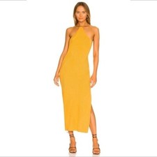 FP Beach Free People Kristy sweater halter dress midi mustard yellow knit Medium