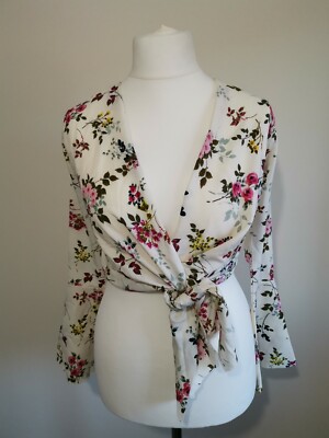 Missguided EDGE STREET floral Cropped Wrap Front Top Size 10