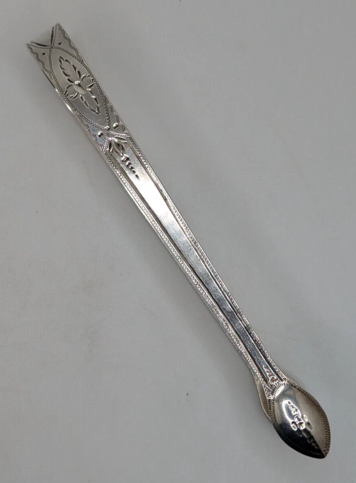 Pinzas de azúcar antiguas inglesas de plata esterlina corte Brite 5 1/2", fechadas 1796 Foto 4 de 4