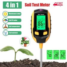 4in1 LCD Digital PH Soil Tester Plant Lawn Water Moisture Temperature Test Meter