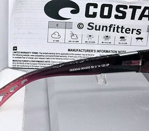 Costa del Mar Granatapfel verblassen/grau INLET polarisiert 580P Sonnenbrille NEU IM KARTON! - Bild 12 von 21