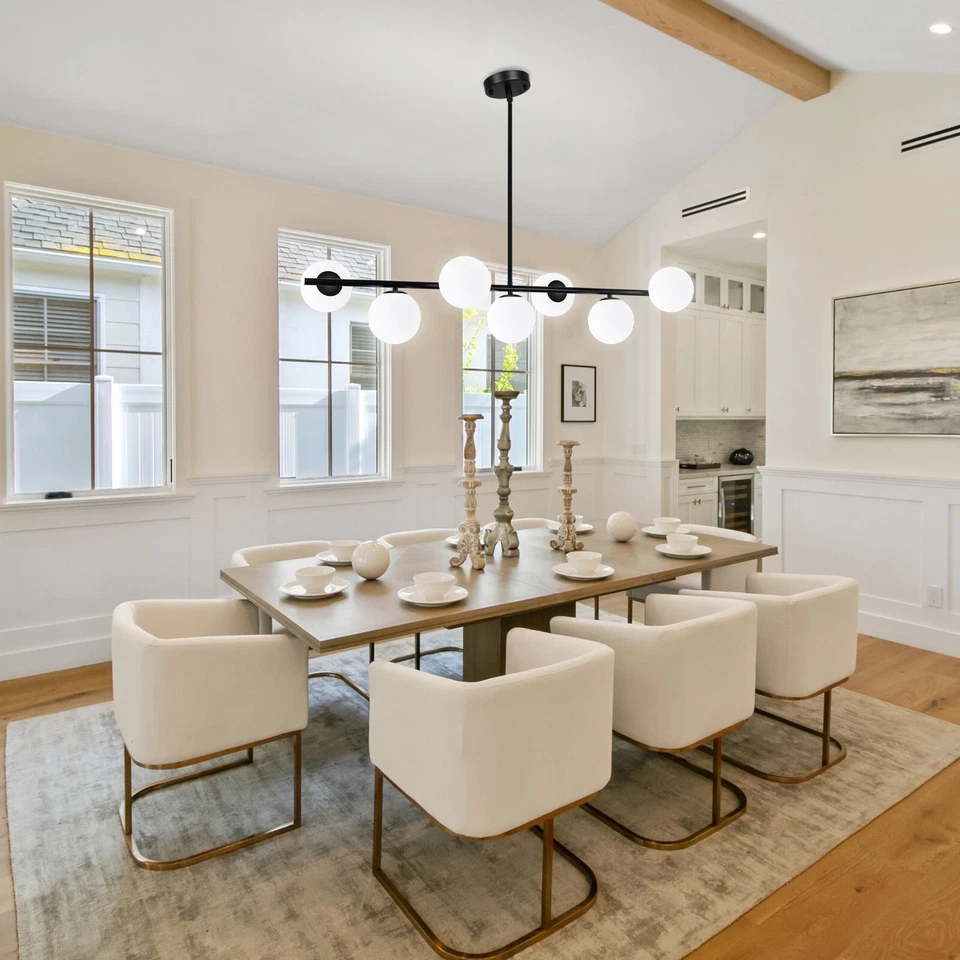 Lámpara de araña moderna de 7 luces, globo negro Sputnik colgante iluminación Foto 4 de 4